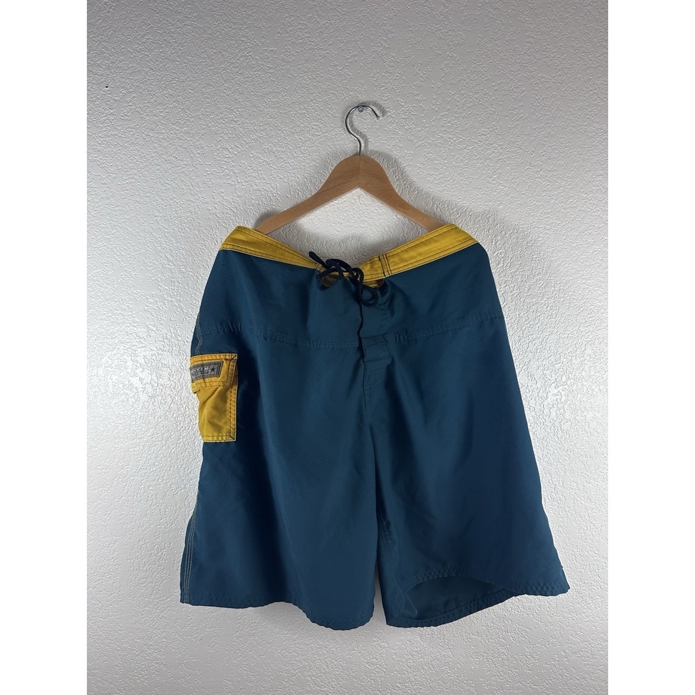 Vintage Katin Board Shorts Men's Blue Yellow Surf Swim Trunks Retro Beach